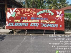 Duka mendalam Aliansi Air Joman atas meninggalnya Bapak Sulaiman Tanjung, tokoh masyarakat yang berjuang untuk pembangunan jalan Pasar 11.