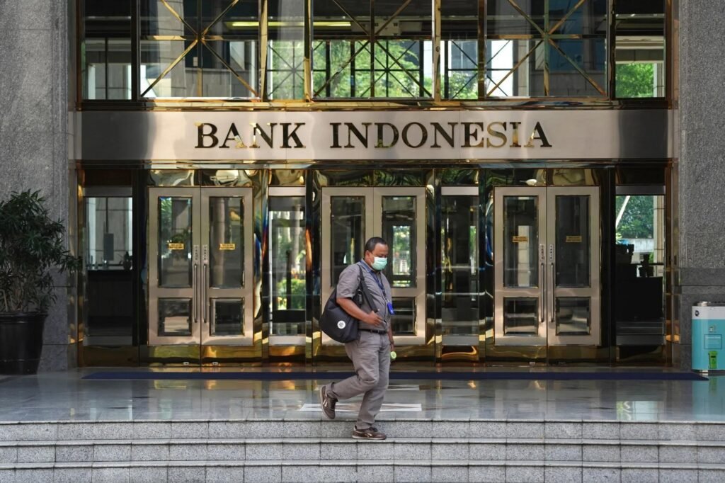 Gedung Bank Indonesia di Jakarta terkait upaya menjaga stabilitas nilai tukar rupiah.