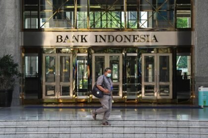 Gedung Bank Indonesia di Jakarta terkait upaya menjaga stabilitas nilai tukar rupiah.